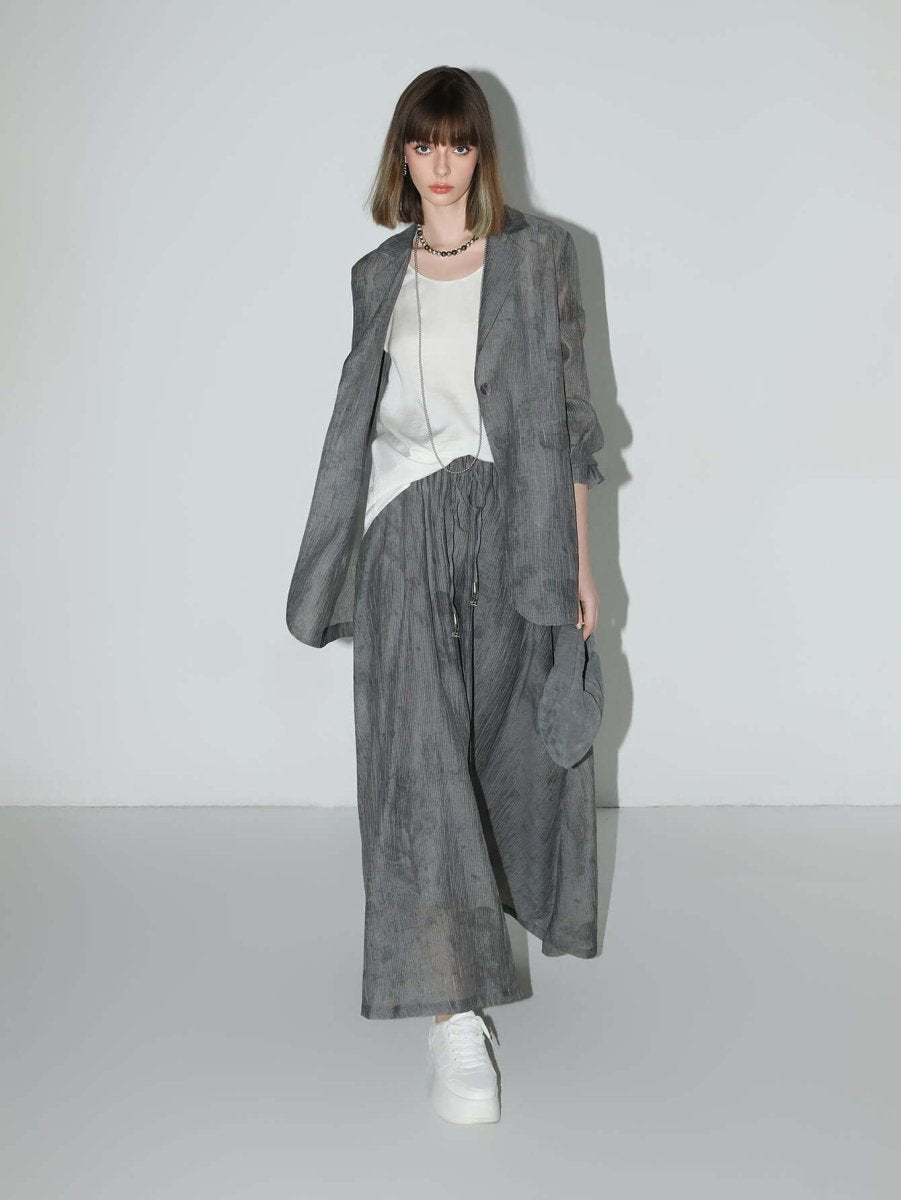 Ink-Washed Draped Striped Blazer - Jamesilva